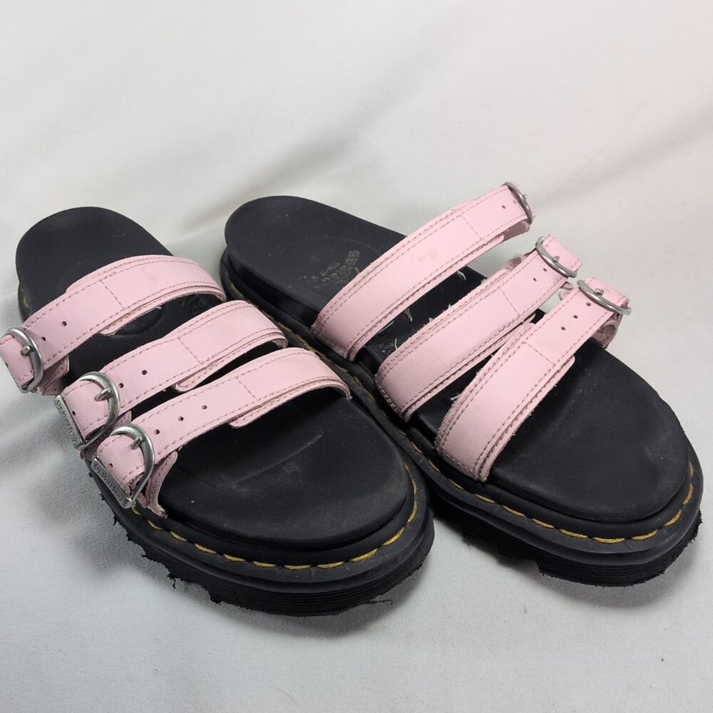 Dr. Martens Women 8 Blaire Slide Sandals Chalk Pink Purple SK01X Platform Buckle